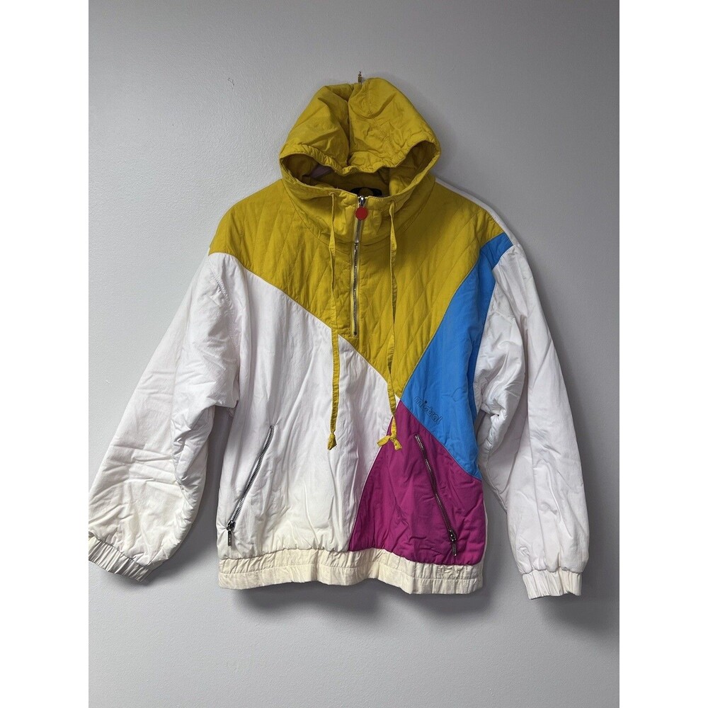 Mistral Ski Wear Hooded Jacket Vintage 80s 90s Color Block Neon Retro White XS